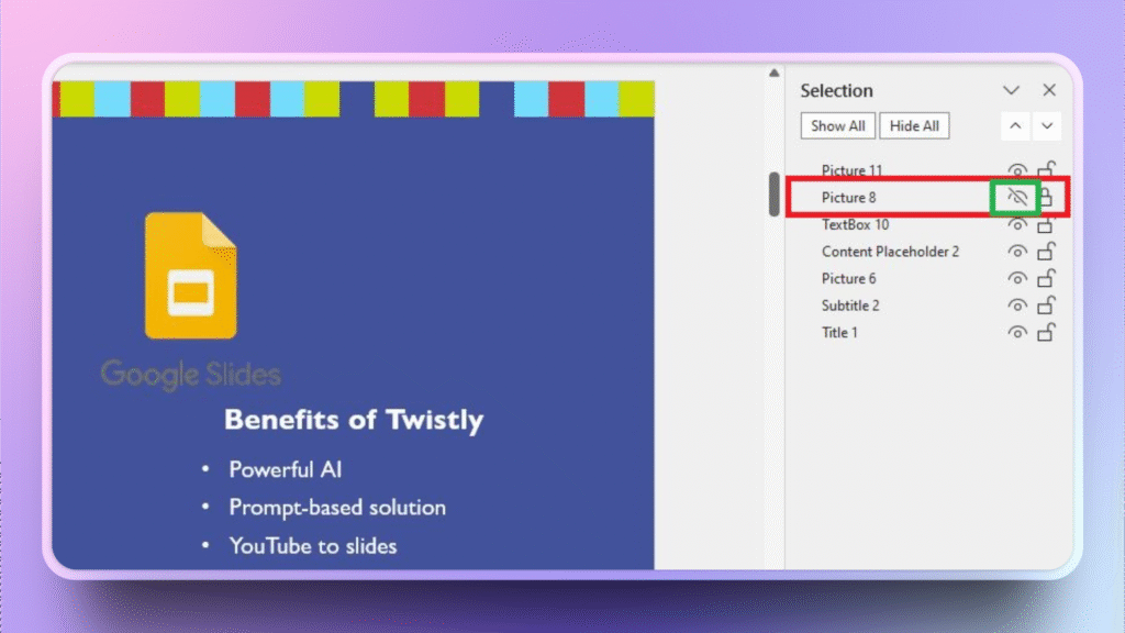 View or hide image in PowerPoint
