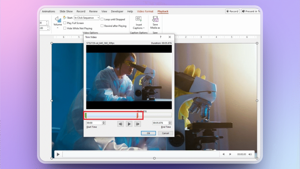 Trim a video in PowerPoint