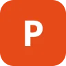Orange background with a white letter "P" centered.