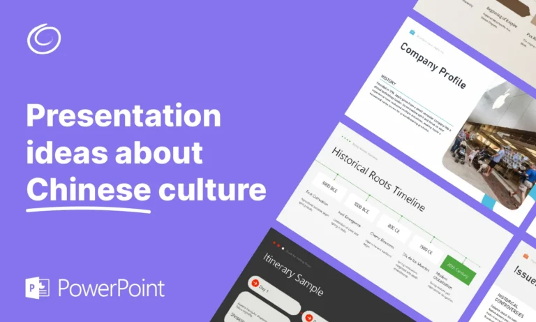 PowerPoint slide with text "Presentation ideas about Chinese culture" and sample presentation pages.
