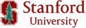 Stanford University logo with red text and tree emblem on white background.