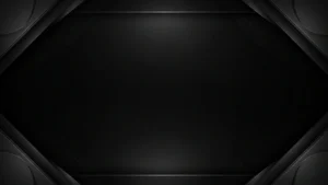 Abstract black geometric background with layered shapes and subtle grid patterns.