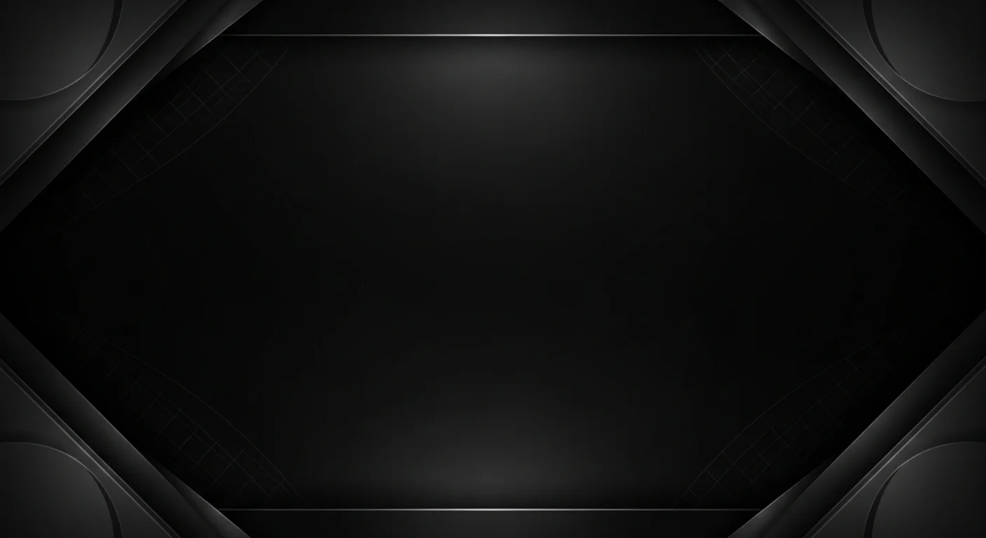 Abstract black geometric background with layered shapes and subtle grid patterns.