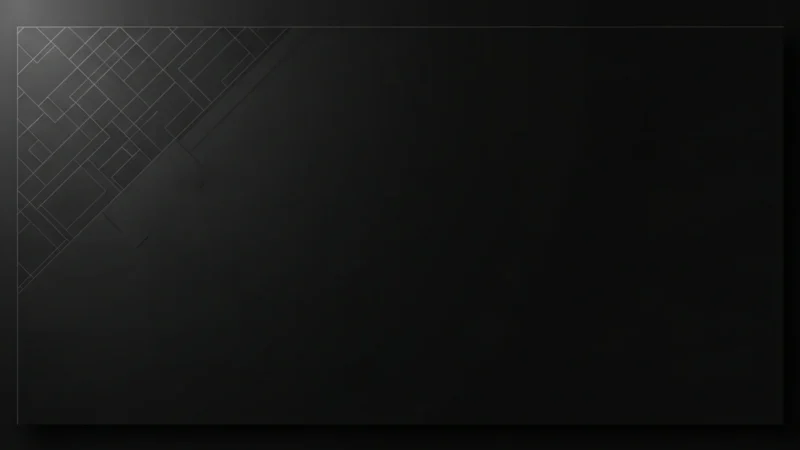 Black rectangular panel with subtle geometric line patterns in the upper left corner.