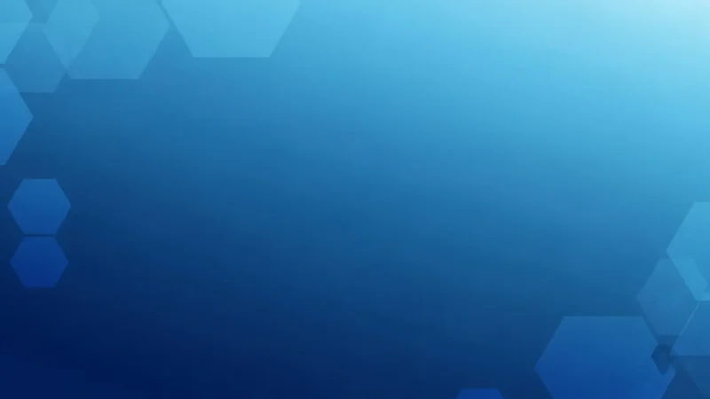 Abstract blue gradient background with translucent hexagonal shapes on edges.