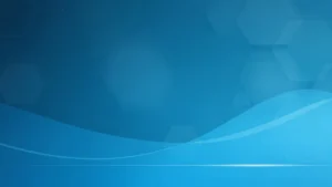 Abstract blue background with hexagonal patterns and smooth wave-like lines.