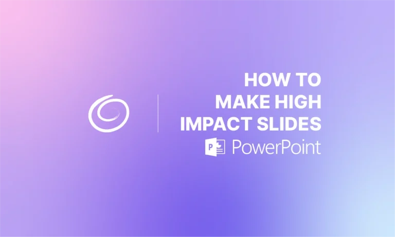 Gradient purple background with white text reading "How to Make High Impact Slides" and PowerPoint logo.