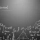 Blackboard with white mathematical formulas, geometric shapes, and trigonometric equations.