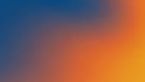 Gradient background transitioning from dark blue to orange and yellow hues.