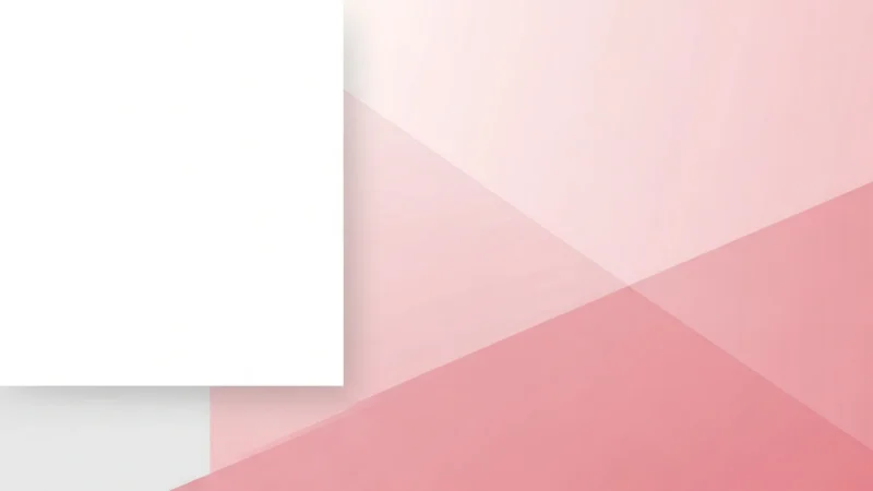 Abstract geometric background with overlapping pink and white translucent polygons.