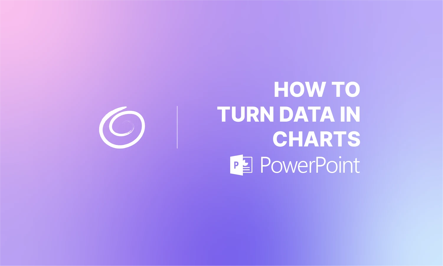 Gradient purple and pink background with text "How to Turn Data in Charts" and PowerPoint logo.