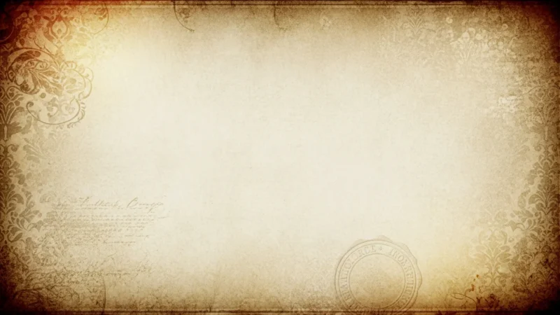 vintage background for powerpoint 1 Antique parchment background with ornate floral borders and faded script text.