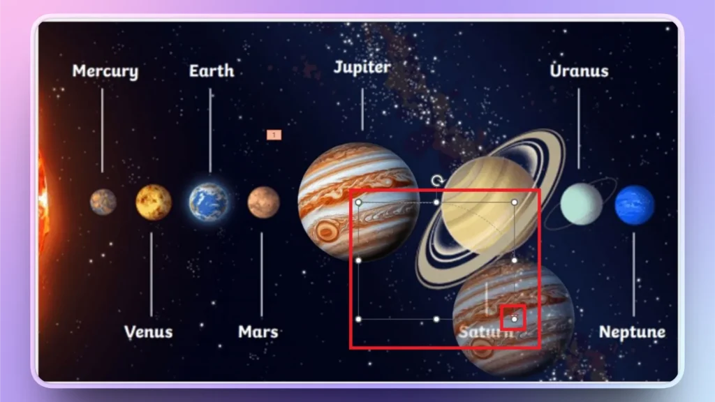 Diagram of the solar system showing planets Mercury, Venus, Earth, Mars, Jupiter, Saturn, Uranus, and Neptune against a starry background.