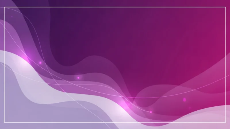 Fondo PowerPoint Morado 2.278Z Abstract background with flowing purple and pink waves, light streaks, and glowing dots.