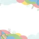 Decorative Easter-themed border with colorful eggs, rabbits holding carrots, and floral elements.