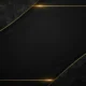 Black geometric background with gold diagonal lines and a thin gold rectangular border.