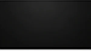 Black widescreen monitor or television with a blank screen and thin bezel.