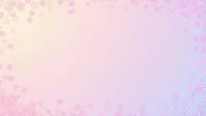 Pastel gradient background with delicate pink and purple floral outlines framing edges.