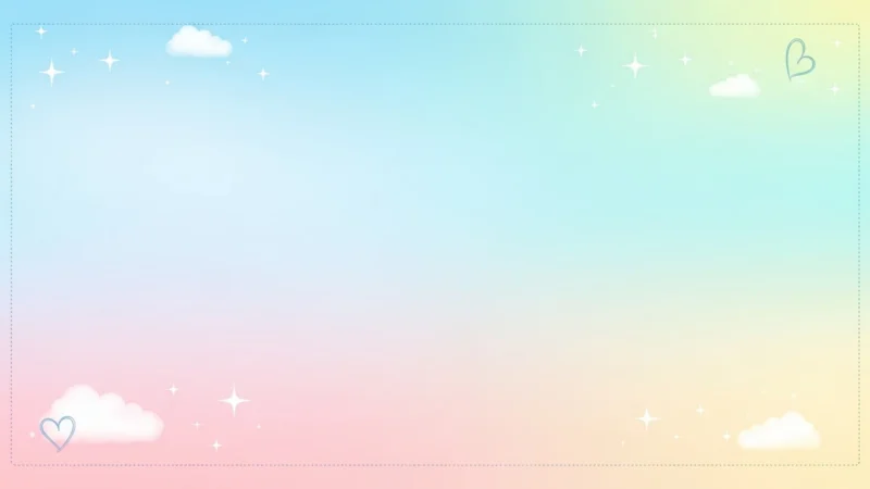 lindo simple powerpoint background.350Z Pastel gradient background with white clouds, sparkling stars, and blue heart outlines.