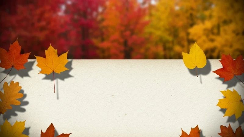 otoño powerpoint fondo 1.871Z Blank textured paper with autumn leaves in red, orange, and yellow surrounding the edges.