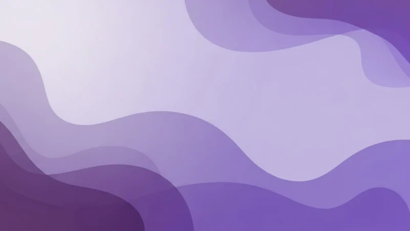 Abstract background with layered translucent waves in varying shades of purple.
