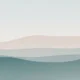 Abstract minimalist landscape with layered waves and hills in muted blue and beige tones.