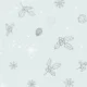 Light blue background with black and white line drawings of holly, pinecones, snowflakes, and geometric shapes.