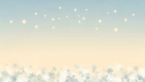 Soft glowing orbs above delicate white and blue snowflakes on a gradient background.