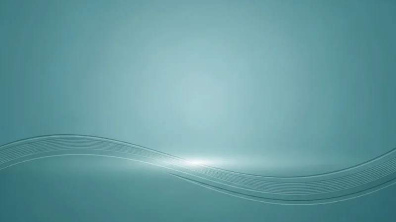 Abstract teal background with smooth curved lines and a central light flare.