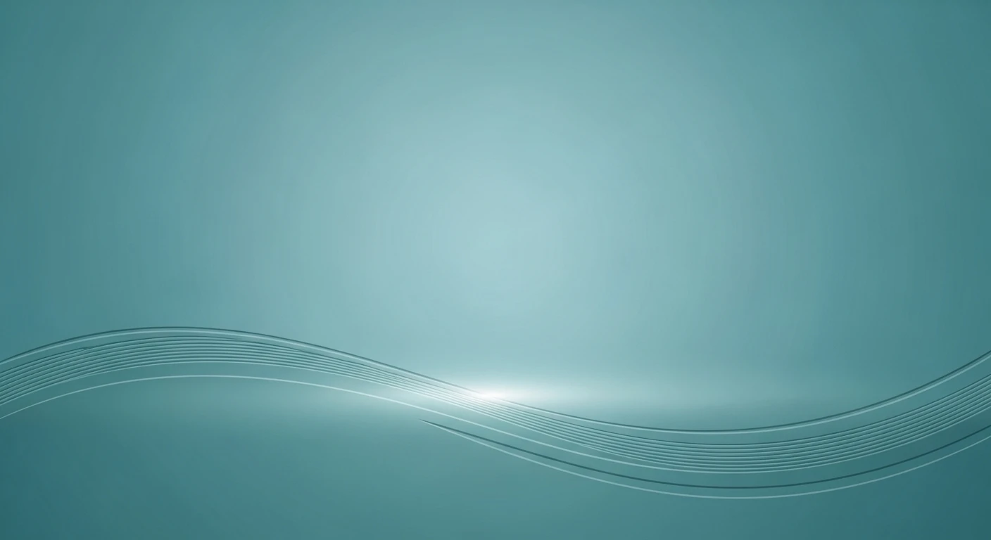 Abstract teal background with smooth curved lines and a central light flare.