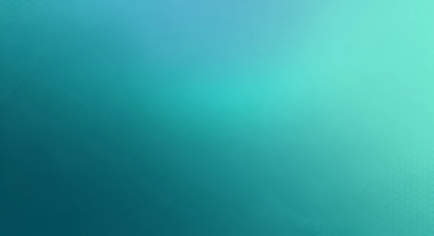 Abstract gradient background with teal and turquoise hues and subtle hexagonal pattern.