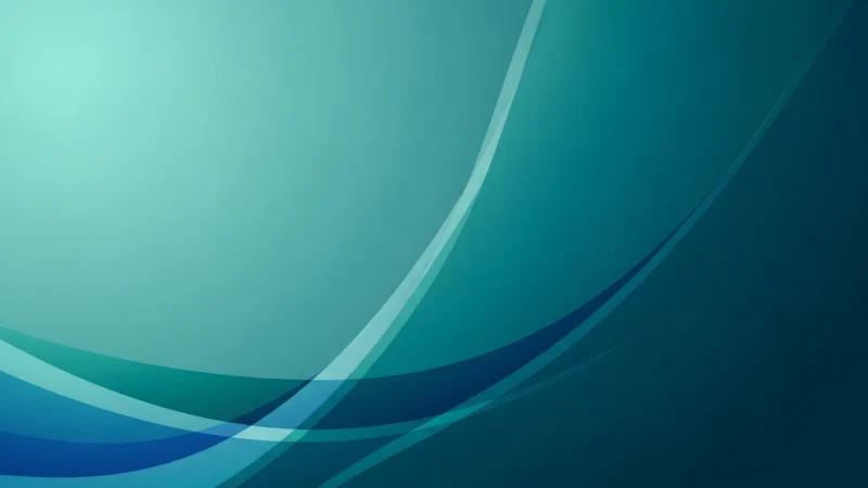 Abstract blue and teal gradient background with flowing curved transparent lines.
