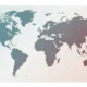 World map illustration with continents in gradient shades of blue and purple on a light background.