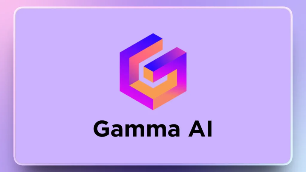 Logo of Gamma AI in gradient purple, pink, and orange colors on a lavender background.
