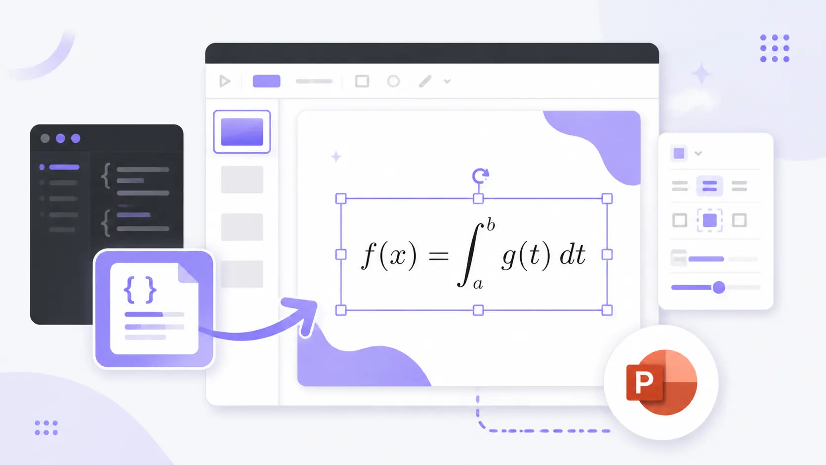 Computer screen displaying a mathematical integral equation within a presentation software interface.