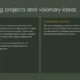 Text slide titled "Pioneering projects and visionary ideas" with sections on Innovative Projects and Sustainability Initiatives in Santa Fe.