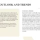 Text slide titled "Future Outlook and Trends" with sections on startup growth and emerging trends discussing entrepreneurship, funding, digital transformation, AI, sustainability, and green initiatives.