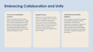 Text slide titled "Embracing Collaboration and Unity" with three beige text boxes on a light blue background.