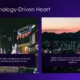 Two images of Seoul at night: a bustling street with neon signs and a city skyline at sunset, accompanied by text about technology and innovation.