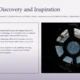 Text titled "A City of Discovery and Inspiration" with a passage about Pasadena's scientific innovation beside a circular window view of Earth from space.