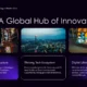 Presentation slide titled "Seoul: A Global Hub of Innovation" with night cityscape images and text about smart city infrastructure, tech ecosystem, and digital lifestyle.