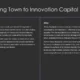 Slide titled "From Fishing Town to Innovation Capital" with two text columns labeled "Before" and "After" describing Reykjavik's transformation.