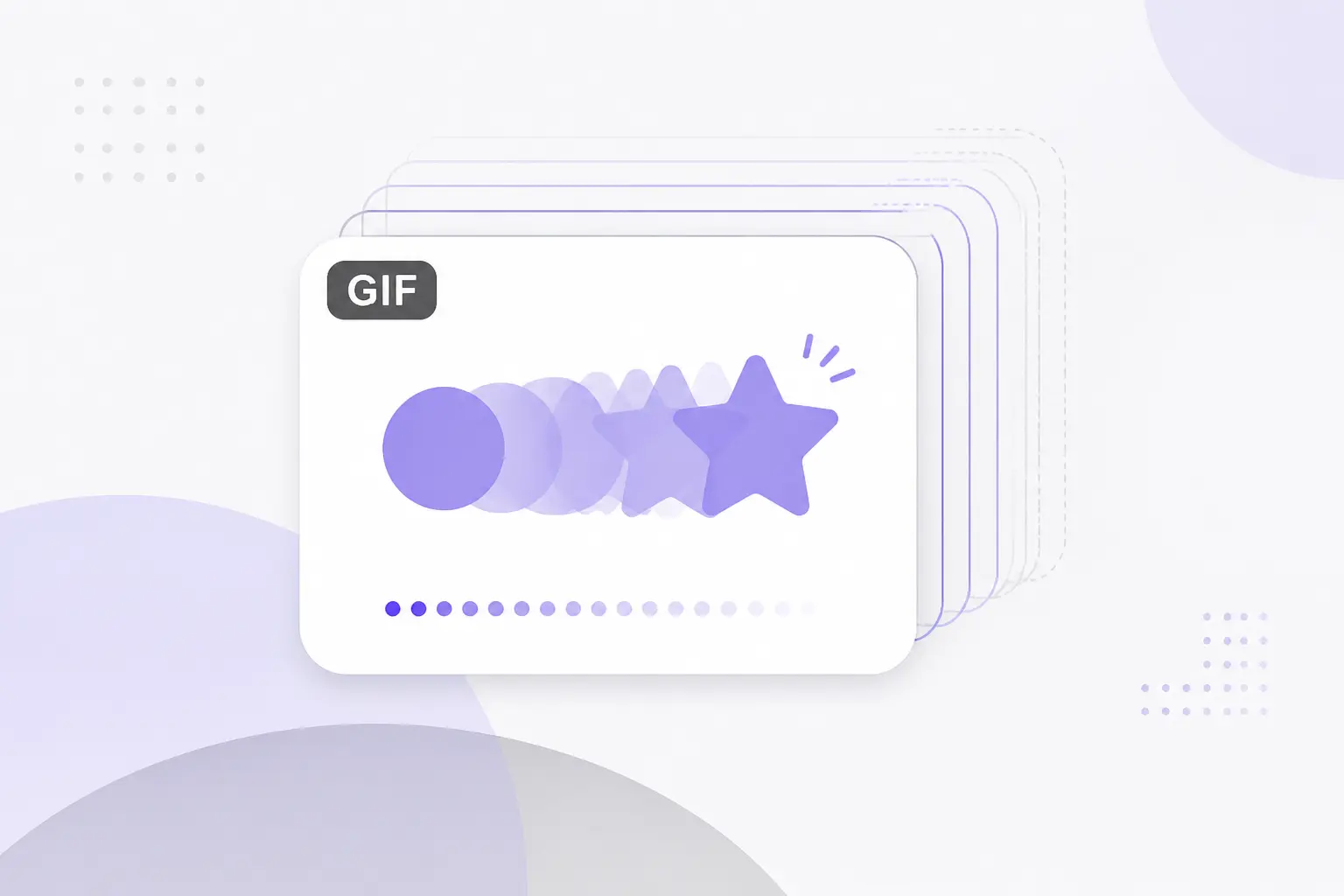 Digital illustration of a purple circle morphing into a star with "GIF" label.
