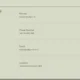 Contact information page with website, phone number, email, and location details.