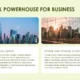 Two cityscape images of Chicago skyline at dusk and sunset, with business-related text.