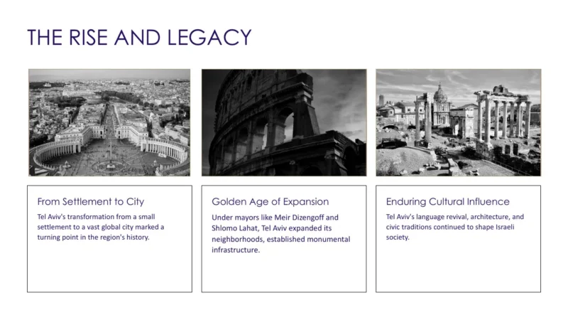 image-cards-3 Black and white images of ancient Roman architecture with historical text panels below.