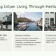 Three images depicting urban heritage: cyclists on a historic city street, a boat tour along a canal with brick buildings, and bicycles parked in front of traditional townhouses.