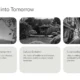 Black and white images of Mount Fuji, traditional Japanese garden, and Tokyo city street with text on urban development, culture, and sustainability.