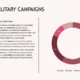 Text titled "Sforza Military Campaigns" with a detailed overview of condottieri campaigns on the left and a maroon-toned donut chart on the right illustrating quarterly data.
