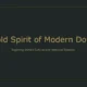 Text slide with gold lettering on dark background reading "Bold Spirit of Modern Doha" and "Exploring Doha's Cultural and Historical Essence.